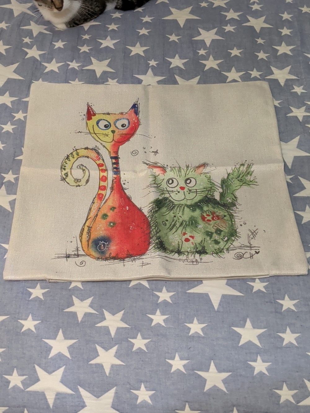 Mid Century Modern Cat Theme Pillow Cover NEW
